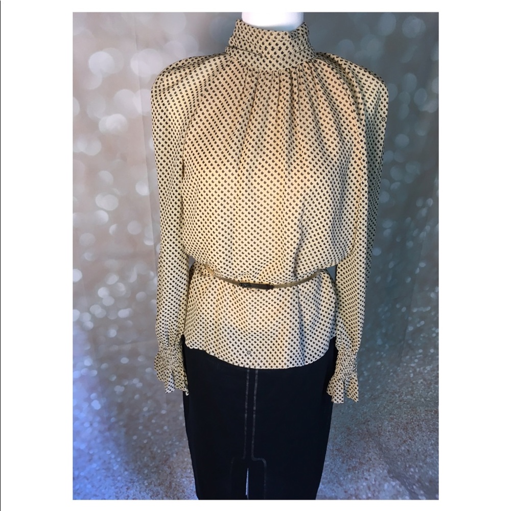 Tory Burch Collette Blouse Gold Jazz Dot